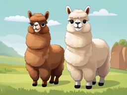 Alpaca Cartoon - Cartoon of alpaca with fluffy fur  