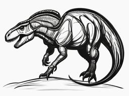 drawing of a Theropoda dinosaur  minimal rough sketch scribbles,doodles,black and white