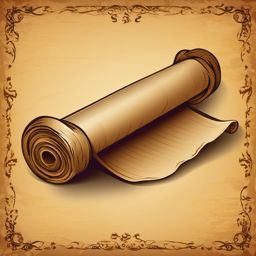 Scroll Clipart - An ancient parchment scroll, its edges frayed from centuries of knowledge and history.  color clipart, minimalist, vector art, 