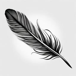 Bird Feather Tattoo - Feather with bird silhouette  minimalist tattoo design, white background