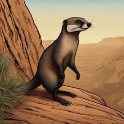 Mongoose cartoon - small, fearless predator with a long body  