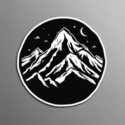 Mountain Silhouette Sticker - Rugged mountain silhouette, ,vector color sticker art,minimal