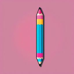 Pencil and Eraser Sticker - Pencil next to a pink eraser, ,vector color sticker art,minimal