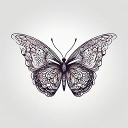 butterfly doodle tattoo  simple color tattoo, minimal, white background