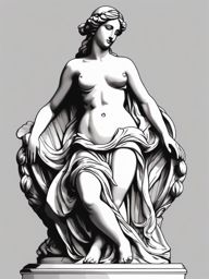Statue of Aphrodite ink. Marble goddess grace.  color tattoo minimalist white background