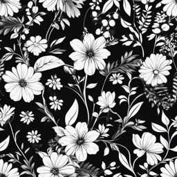 Black & White Flower Clipart,Designing a timeless floral wallpaper  simple, 2d flat