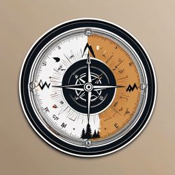 Hiking Compass Sticker - Wilderness navigation, ,vector color sticker art,minimal