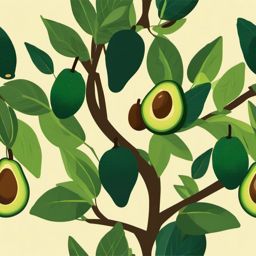 Avocado Tree Clipart - An avocado tree with fresh avocados hanging.  color vector clipart, minimal style