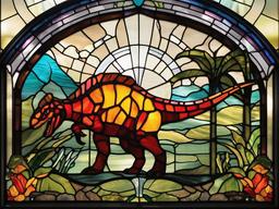 Stained Glass Dinosaur - Take a trip back in time with stained glass dinosaur designs, featuring these prehistoric creatures in vibrant and imaginative compositions.  