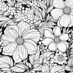 flower coloring pages - vibrant flowers bloom in a lush garden filled with life. 