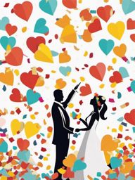 Wedding Confetti clipart - Throwing confetti at the newlyweds, ,vector color clipart,minimal