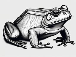 drawing of giant African bullfrog  minimal rough sketch scribbles,doodles,black and white