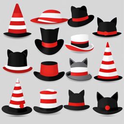 Cat hat clipart, The iconic hat that the Cat in the Hat wears.  simple, 2d flat