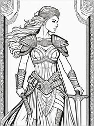 Valkyrie Coloring Pages - Warrior Maidens of Norse Mythology  minimal black outline printable sheet, coloring page