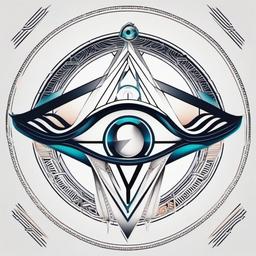 eye of horus geometric tattoo  simple color tattoo,minimal,white background