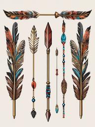 Arrow clipart - decorative arrow with feathers and beads  