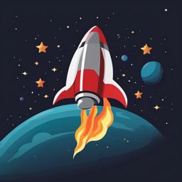 Rocket Clipart - A rocketship soaring into space.  color clipart, minimalist, vector art, 