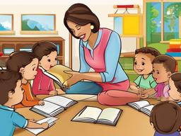 Teacher Teaching clipart - teacher reading a story to children  