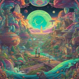 Rick and Morty Wallpaper - Rick and Morty's Interdimensional Adventure  wallpaper style, intricate details, patterns, splash art, light colors