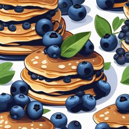 Blueberry Pancakes Clipart - Pancakes topped with fresh blueberries.  color vector clipart, minimal style