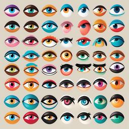 Eyes clipart - cartoon eyes with different expressions  color,minimalist,vector clipart