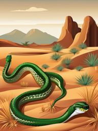 Snake Clipart, Slithering snakes in a desert landscape. 