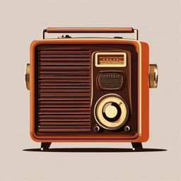 Vintage Radio Clipart - A vintage radio tuned to classic tunes of the past.  color clipart, minimalist, vector art, 