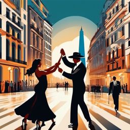 Buenos Aires clipart - Obelisco and Tango dancers in Argentina,  color vector clipart