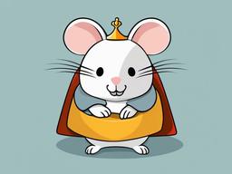 Mice clipart - mouse wearing a tiny crown and cape  color,minimalist,vector clipart