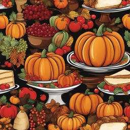 thanksgiving clip art: celebrating around a bountiful harvest table. 