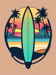 Surfboard on Roof Sticker - Beach-bound ride, ,vector color sticker art,minimal