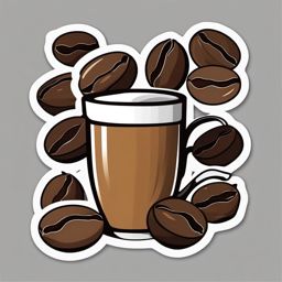 Coffee Beans Sticker - Scattered coffee beans illustration, ,vector color sticker art,minimal