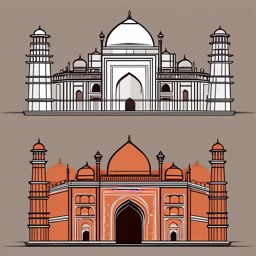 New Delhi clipart - India Gate and Jama Masjid in India, ,color clipart vector style