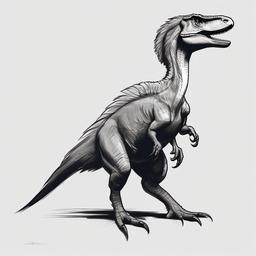 drawing of a Utahraptor dinosaur  minimal rough sketch scribbles,doodles,black and white