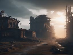 Post-Apocalyptic Landscape - A post-apocalyptic landscape with ruins and a desolate atmosphere  8k, hyper realistic, cinematic