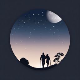 Romantic Moonlit Walk Emoji Sticker - Strolling under the moonlight, , sticker vector art, minimalist design