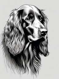 drawing of a Irish Setter dog  minimal rough sketch scribbles,doodles,black and white