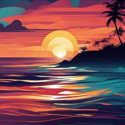 Lock Screen Wallpaper iPhone - Tranquil Beach Sunset with the Calm Sea Waves wallpaper, abstract art style, patterns, intricate