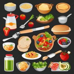 Cooking clipart - healthy meal preparation  vector clipart