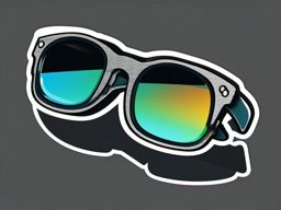 Sunglasses Reflection Sticker - Sunglasses with a reflective surface, ,vector color sticker art,minimal