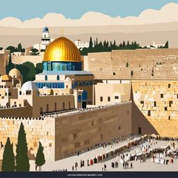 Jerusalem clipart - Western Wall and Dome of the Rock in Israel, ,color clipart vector style