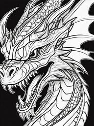 Fire-Breathing Dragon Coloring Pages - Fierce Dragon Exhaling Flames  minimal black outline printable sheet, coloring page