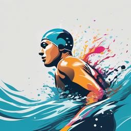 Swimmer clipart - swimmer emerging from the water with splashes  color,minimalist,vector clipart