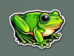Frog Sticker - A green frog with bulging eyes. ,vector color sticker art,minimal