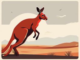 Red Kangaroo Clip Art - Red kangaroo bounding across the outback,  color vector clipart, minimal style