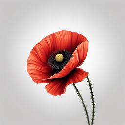 Poppy Flower Tattoo - Tattoo featuring the poppy flower, often symbolizing remembrance.  simple color tattoo,minimalist,white background