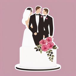 Wedding Cake Topper clipart - Cake topper with the bride and groom, ,vector color clipart,minimal