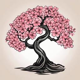 tattoo of a cherry blossom tree  simple vector color tattoo