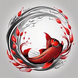 Red Koi Fish Tattoo,a striking tattoo featuring the vibrant red koi fish, symbolizing courage and determination. , tattoo design, white clean background