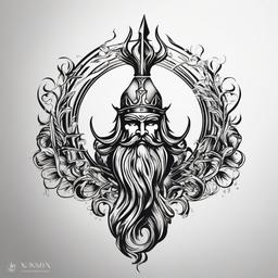 Poseidon Trident Tattoos - Symbolize power and control over the seas with a tattoo featuring Poseidon's trident, a potent symbol of the god's dominion.  simple color tattoo design,white background